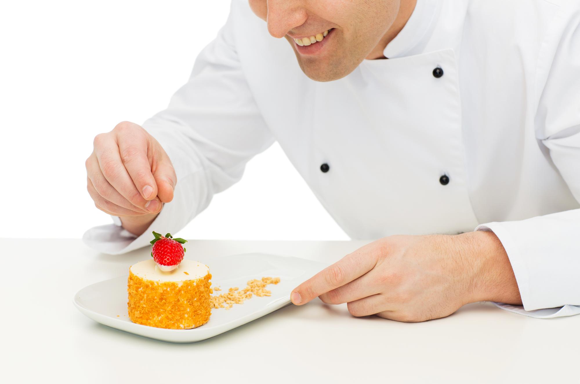 Pastry chef making dessert